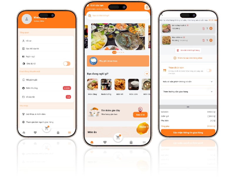 ứng dụng giao đồ ăn cho khách hàng
