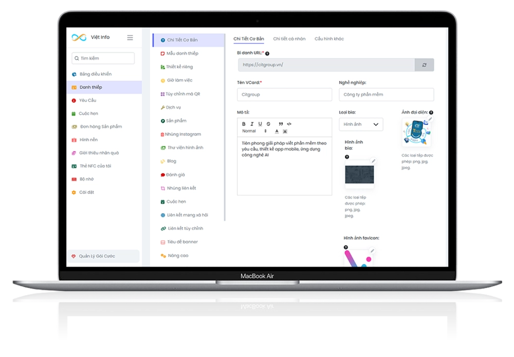 phần mềm danh thiếp điện tử